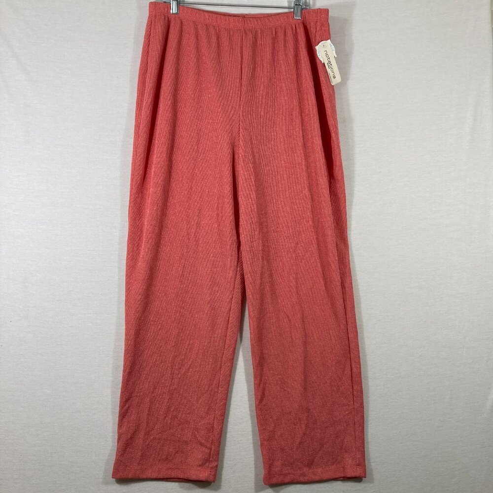 NWT Vintage Notations Pink Coral Rib Knit Straight Leg Pull-on Pants size 18/20‎